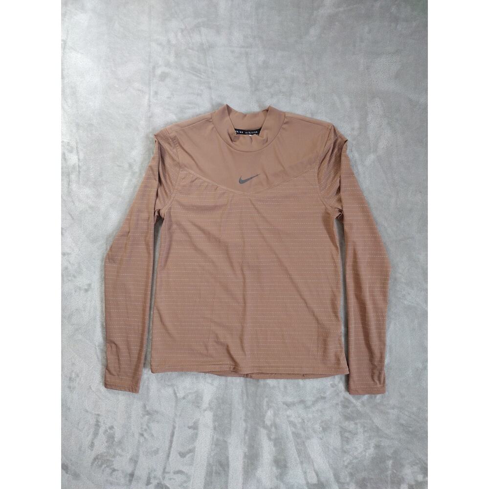 NIKE Dri-FIT Running Division Womens S Long Sleeve Brown Top (DD6821-256) Gym